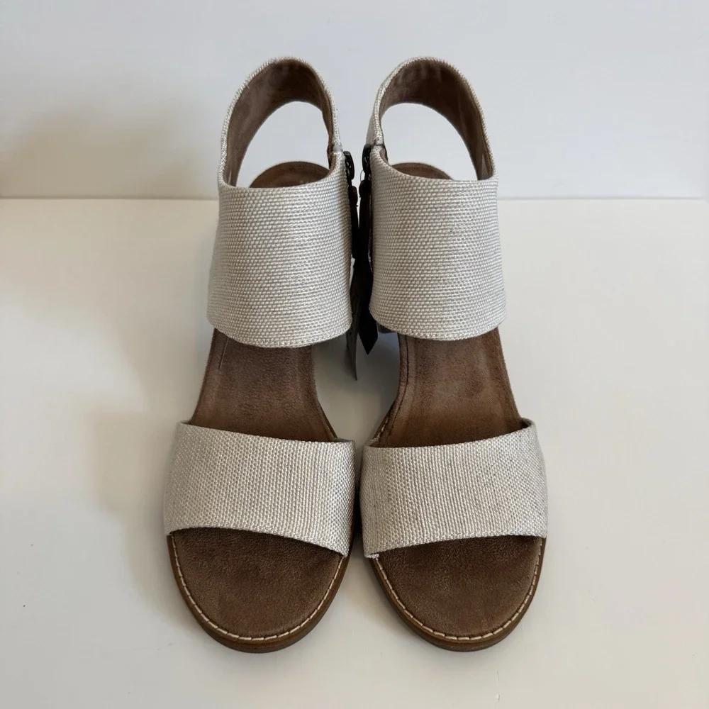 NWT TOMS Majorca Cutout Sandal -Natural Yarn Dye Cottagecore Modest Chic Comfort
